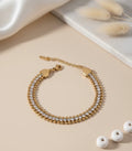 Anti tarnish golden bracelet with zirconia stones