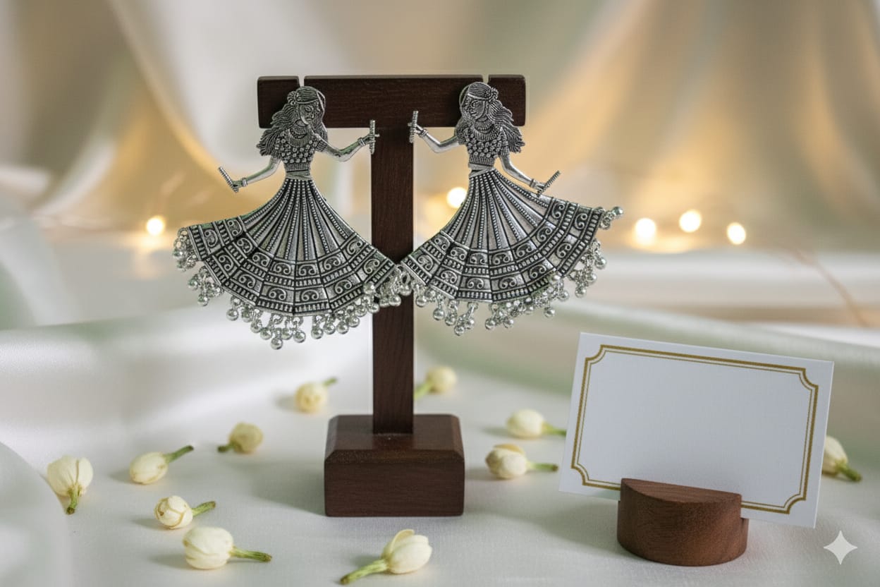 oxidized garba earrings