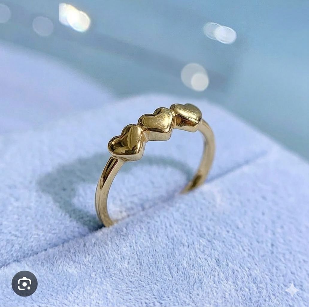 Golden 3 heart Anti tarnish ring