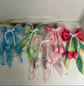 Pearl bow hair clip with tulips