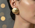 Anti-tarnish golden sea shell stud earrings